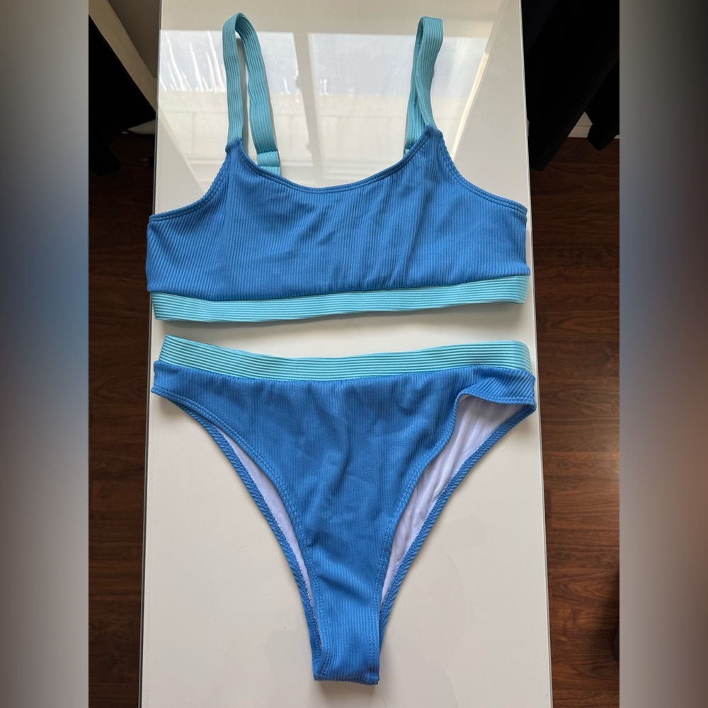 XL SHEIN Blue and Teal Bikini Set